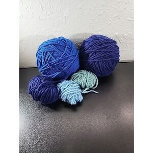Mixed Lot Yarn 13oz Shades of Blue Knitting Crochet Craft Yarn